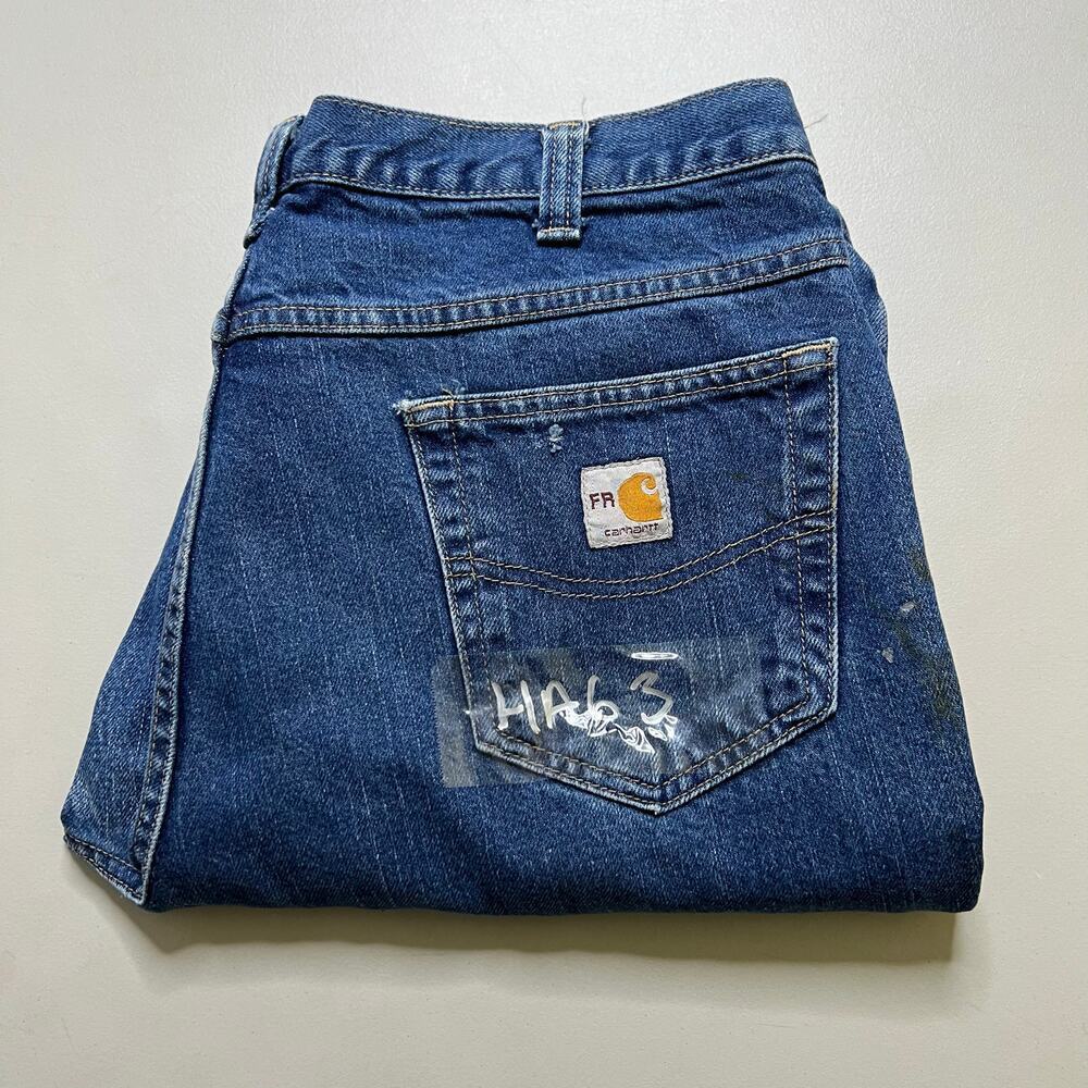 Carhartt Jeans Mens 34x30.5 Blue Denim Utility Work Pants relaxed Fit vintage